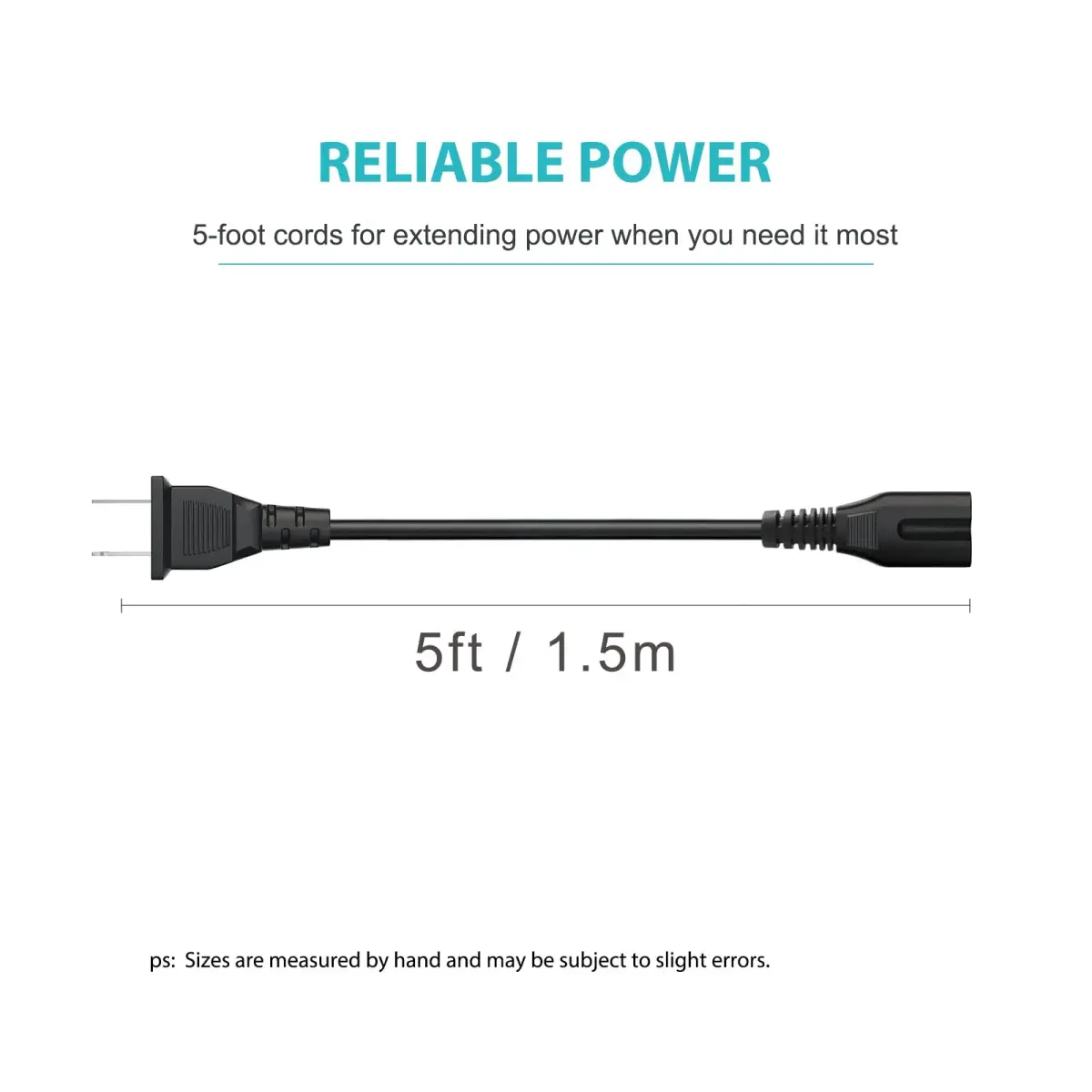 YCWZZH 5ft 2-Prong AC Power Cord | Replaces JBL PartyBox, ION Game Day Speakers - view 4