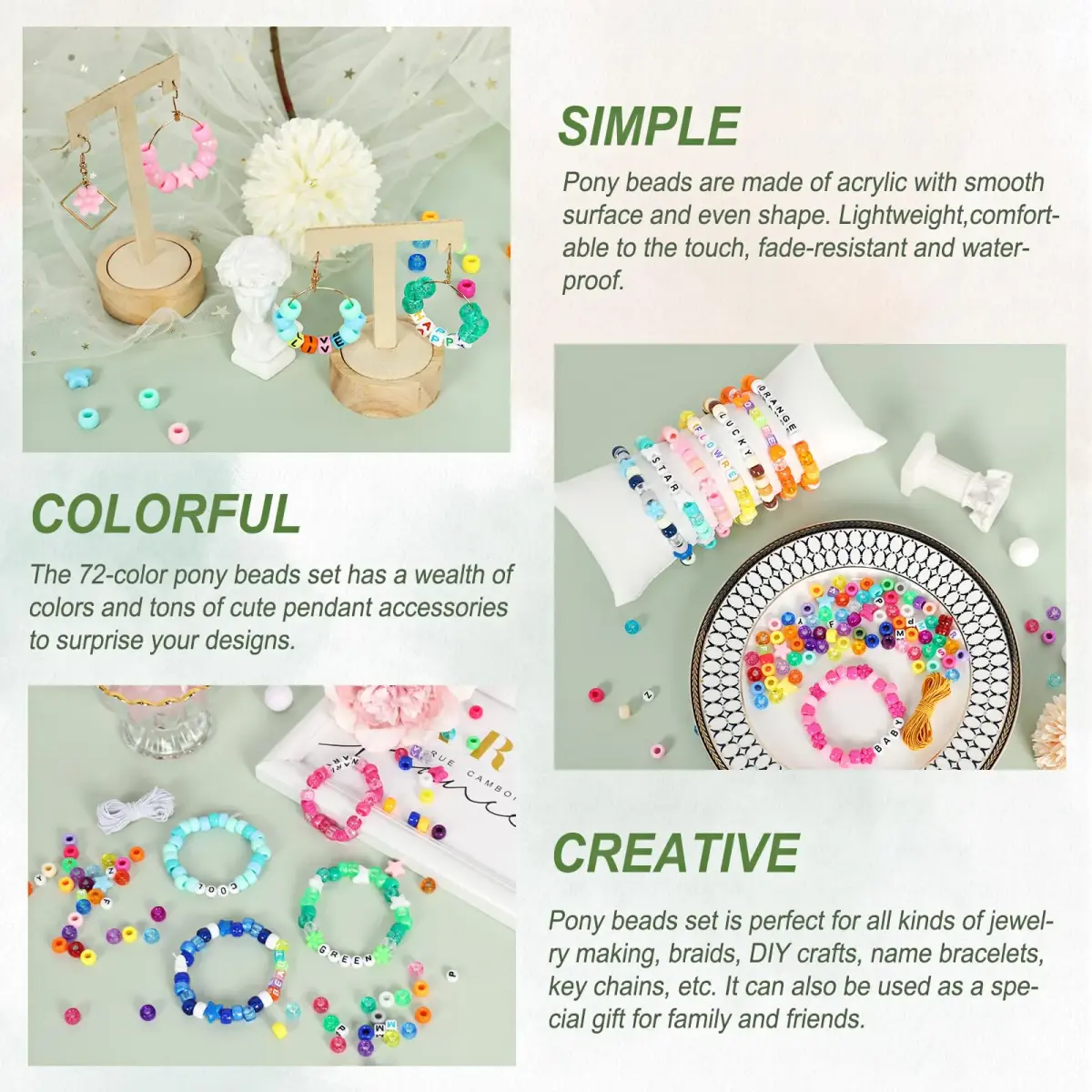 QUEFE 72 Colors 4700pcs 9mm Pony Beads Bracelet Kit Kandi Bead | Modern Acrylic Craft Beads for Jewelry Making - view 5