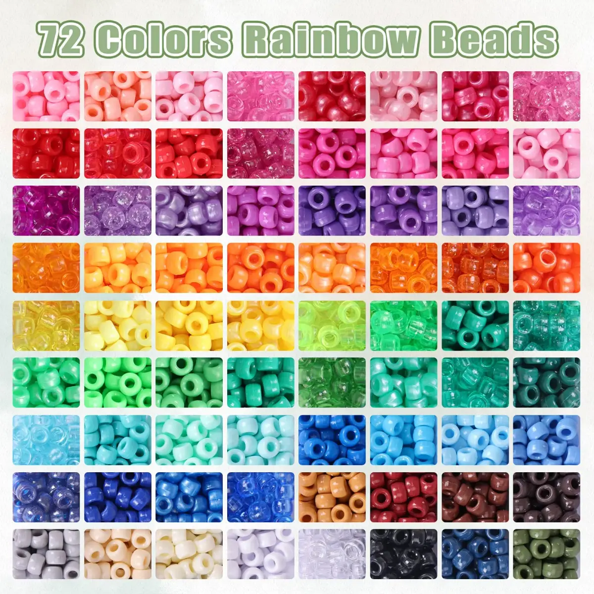 QUEFE 72 Colors 4700pcs 9mm Pony Beads Bracelet Kit Kandi Bead | Modern Acrylic Craft Beads for Jewelry Making - view 3