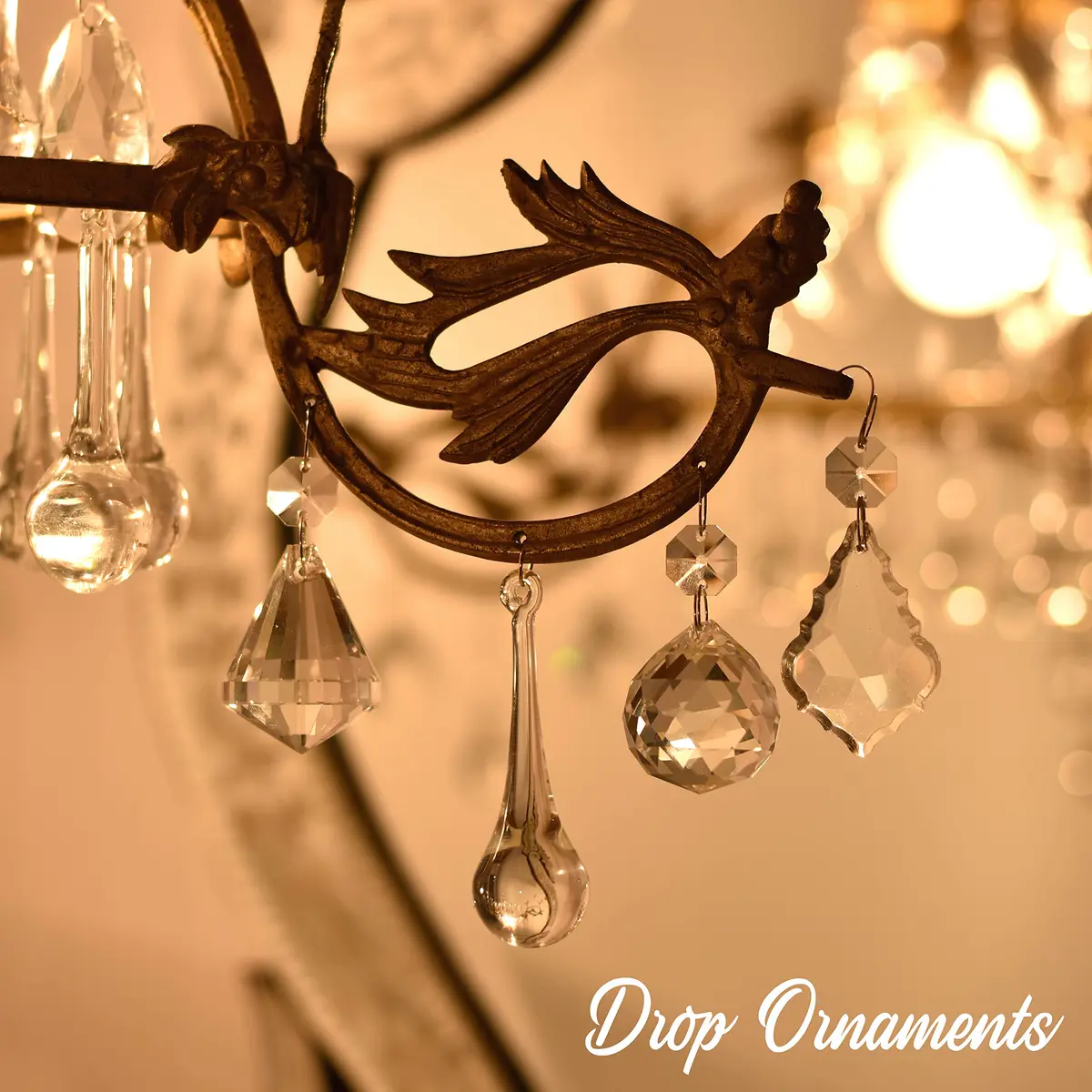Indian Shelf Clear Glass Teardrop Christmas Ornaments 20 Piece Set | Vintage Style Hanging Decor - view 9