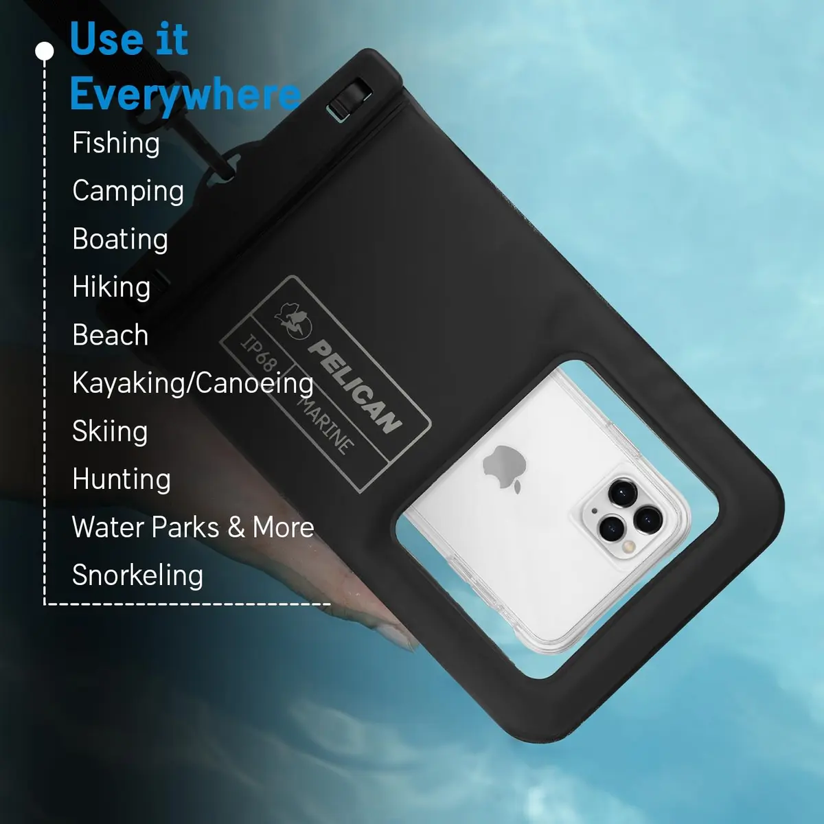 Pelican Waterproof Phone Pouch (XL) - Stealth Black | IP68 Floating Case with Touchscreen Access - view 7