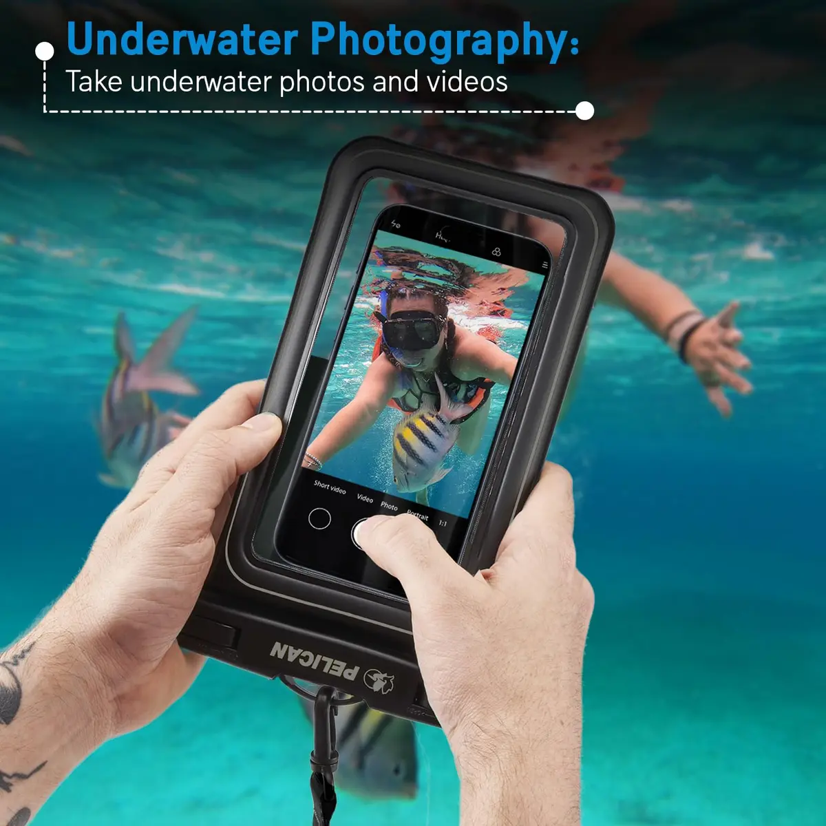 Pelican Waterproof Phone Pouch (XL) - Stealth Black | IP68 Floating Case with Touchscreen Access - view 4