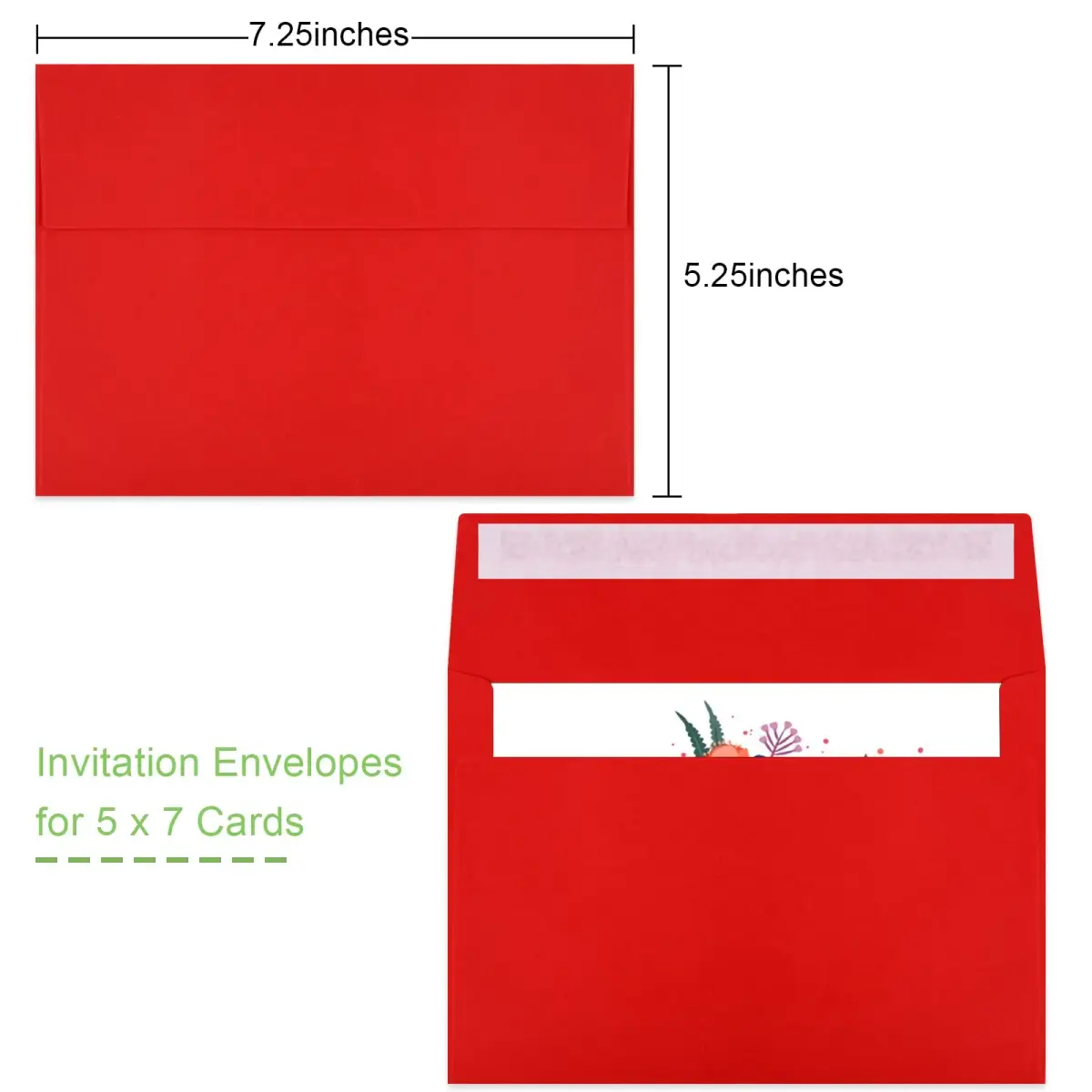 Joyberg Red A7 Envelopes (5.25x7.25in) | Self Seal Greeting Card Envelopes for Invitations - view 2