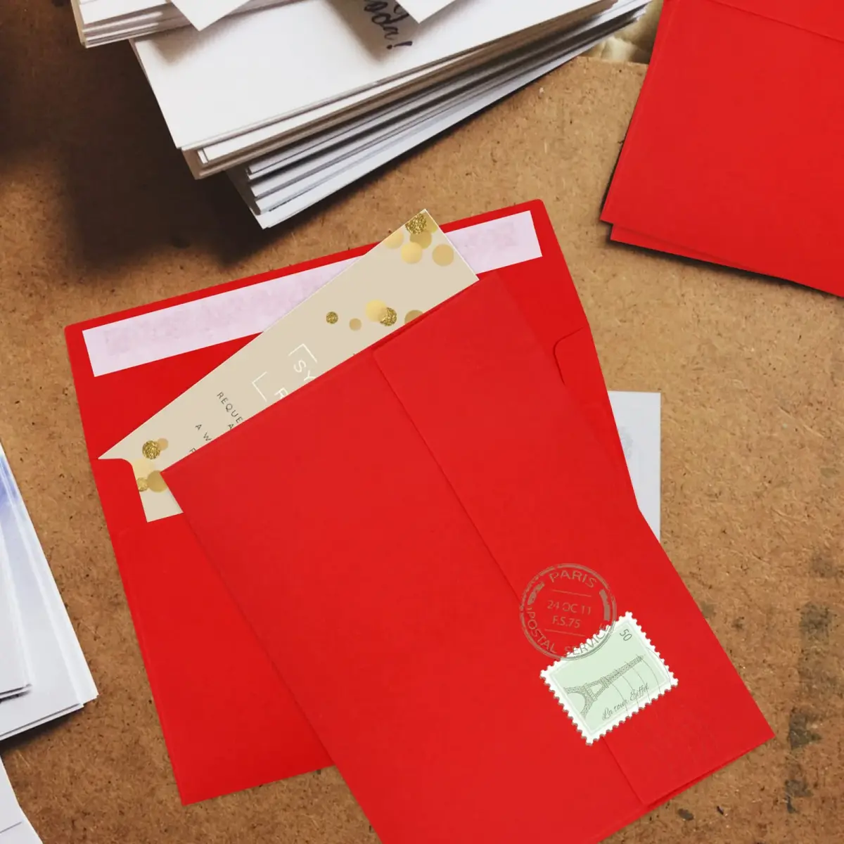 Joyberg Red A7 Envelopes (5.25x7.25in) | Self Seal Greeting Card Envelopes for Invitations - view 6