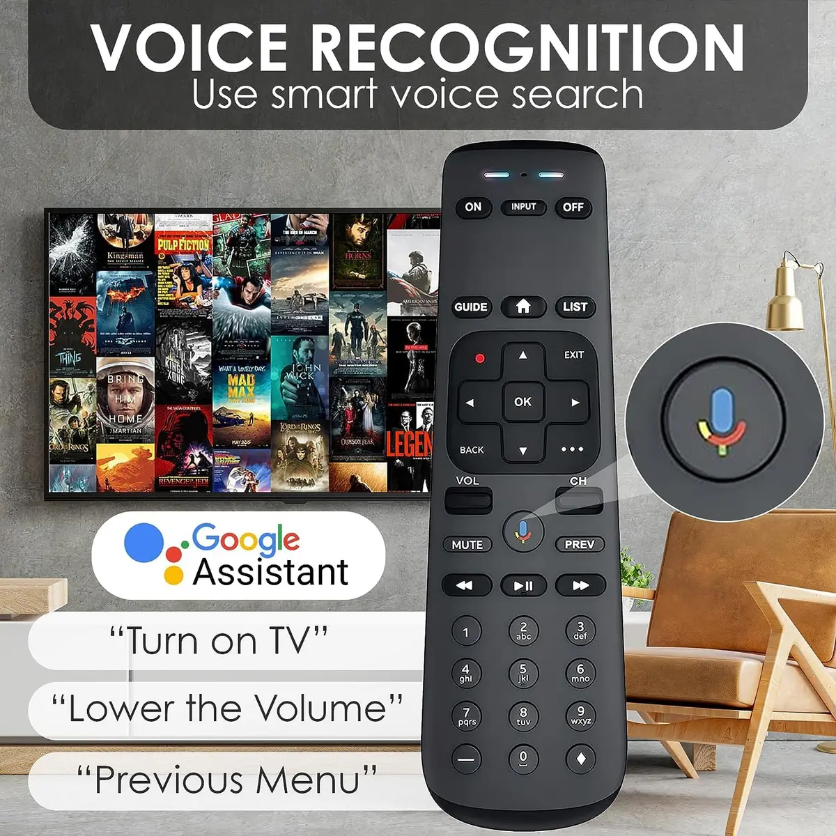 BUCK TAPE AS TOUGH AS A BUCK RC82V Universal Voice Remote Control | IR/RF, Bluetooth, Voice - view 3