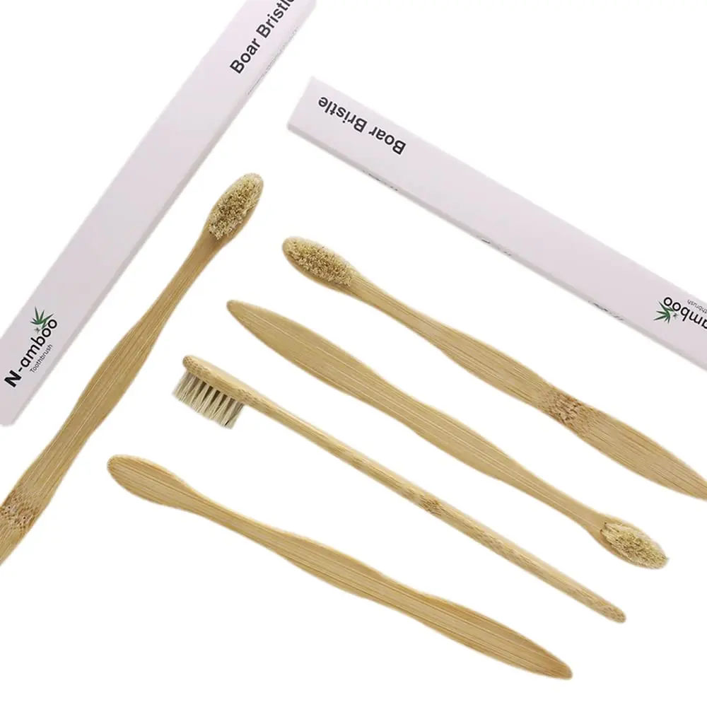 N-amboo Bamboo Toothbrush with Boar Bristles, Pack of 8 | Biodegradable & Natural - view 6
