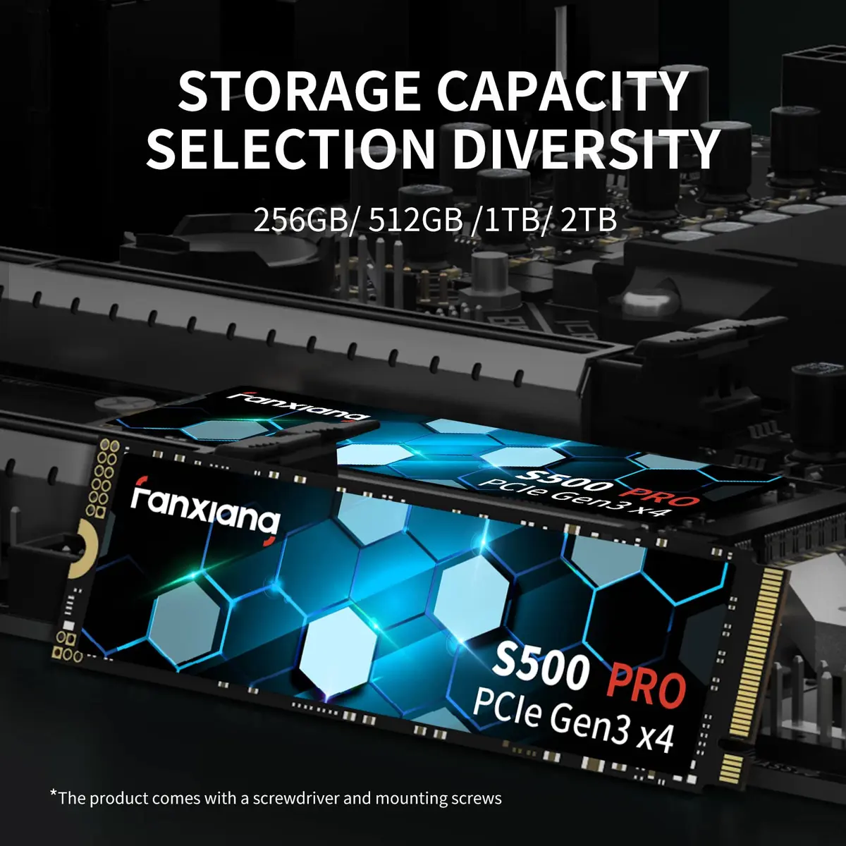 fanxiang S500 Pro 1TB NVMe SSD M.2 PCIe Gen3x4 2280 Internal Solid State Drive, SLC Cache 3D NAND TLC, Up to 3200MB/s, Compatible with Laptop and PC Desktops (Black) | High-Speed Data Storage - view 6