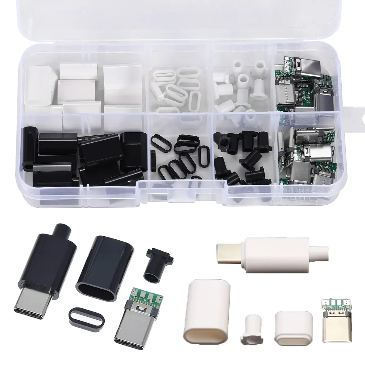ANMBEST USB 3.1 Type C Connector 24 Pins Male Female Plug Socket with PCB Board, 8.4mm x 2.6mm | 5Gbps Data Transfer & 3A Charging - main product image