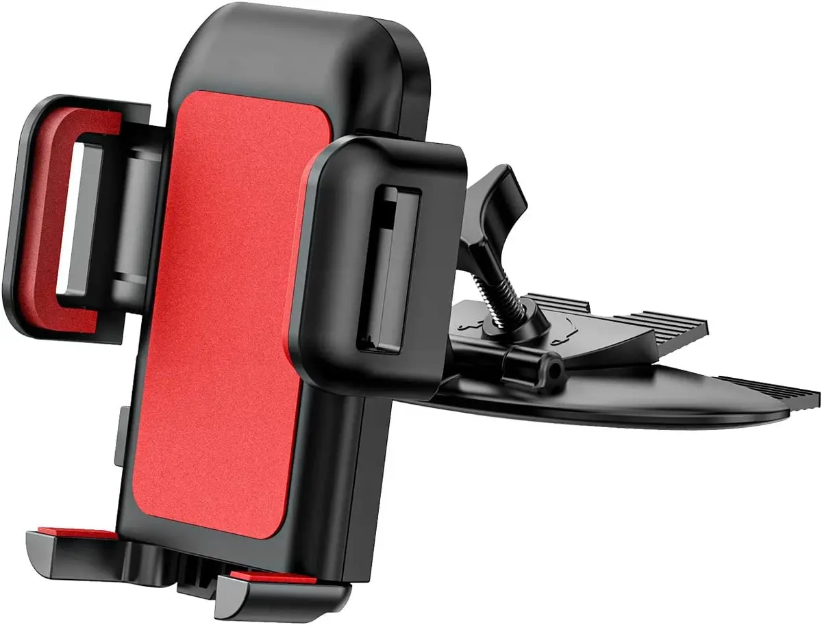VSSMSSA Cell Phone Holder for Car, CD Slot Mount, One-Handed Operation, Compatible with iPhone14 13 12 Mini 11 Pro XR XS MAX Galaxy S20 S20+ S10 Red | Adjustable 4"-6.8" - main product image