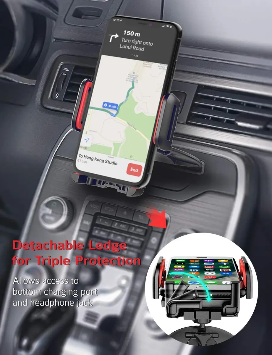 VSSMSSA Cell Phone Holder for Car, CD Slot Mount, One-Handed Operation, Compatible with iPhone14 13 12 Mini 11 Pro XR XS MAX Galaxy S20 S20+ S10 Red | Adjustable 4"-6.8" - view 6