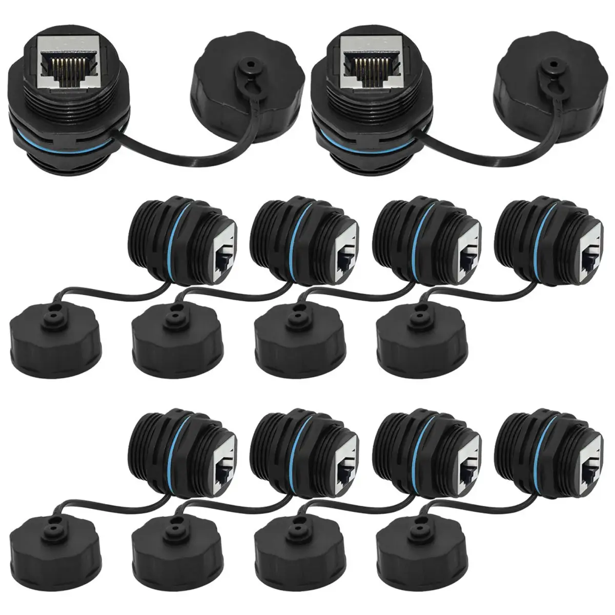 ANMBEST Shielded CAT6 RJ45 Waterproof Connector 10-Pack | IP68 Industrial Grade - main product image