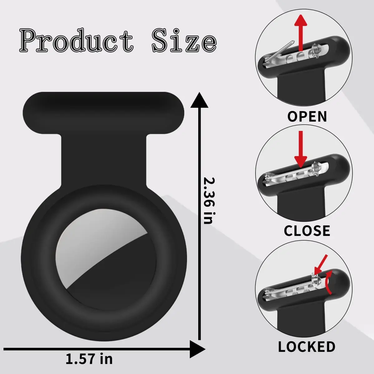 Fzemnn 2 Pack Airtag Holder Case with Hidden Pins | Silicone Tracker Cover for Kids, Pets, Bags (Black) - view 2