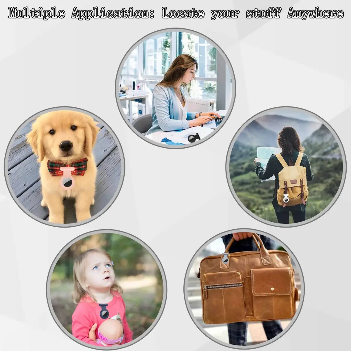 Fzemnn Silicone AirTag Holder Case for Kids & Pets, 2 Pack White | Hidden Pin Design for Secure Attachment - view 6