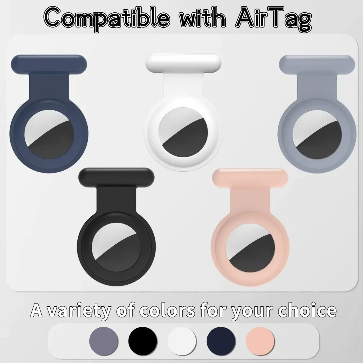 Fzemnn Silicone AirTag Holder Case for Kids & Pets, 2 Pack White | Hidden Pin Design for Secure Attachment - view 7