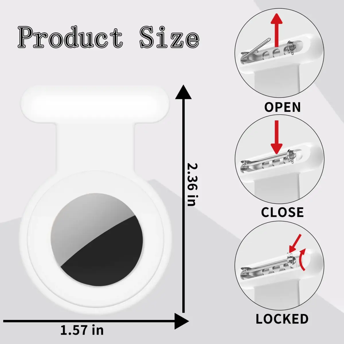 Fzemnn Silicone AirTag Holder Case for Kids & Pets, 2 Pack White | Hidden Pin Design for Secure Attachment - view 2