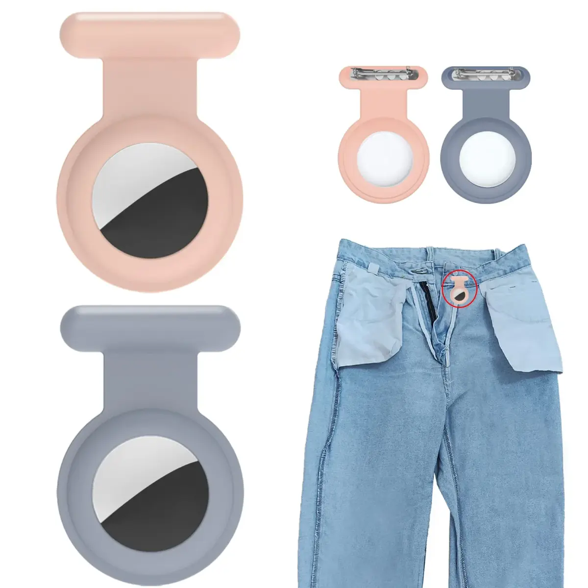 Fzemnn Silicone Airtag Holder Case 2 Pack | Hidden Pin Design for Kids & Pets - main product image