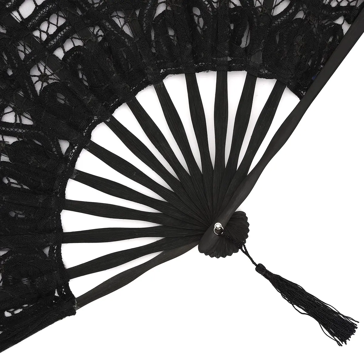 BABEYOND Cotton Lace Folding Hand Fan, Bamboo Wedding Dance Party Decor | Elegant, Handcrafted, Lightweight - view 5