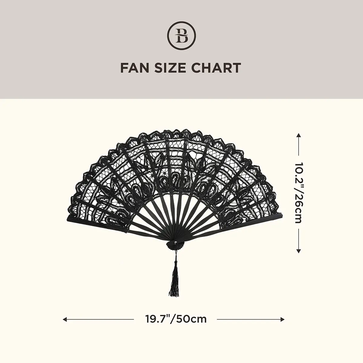 BABEYOND Cotton Lace Folding Hand Fan, Bamboo Wedding Dance Party Decor | Elegant, Handcrafted, Lightweight - view 6