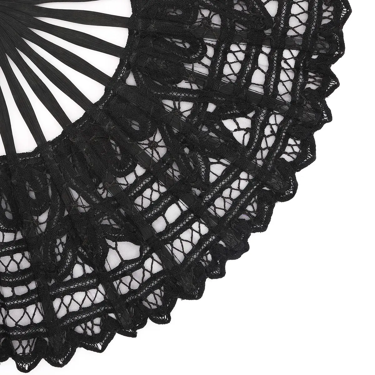 BABEYOND Cotton Lace Folding Hand Fan, Bamboo Wedding Dance Party Decor | Elegant, Handcrafted, Lightweight - view 4