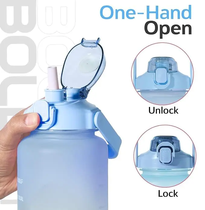 Boldfit 2 Litre (67.6 oz) Gallon Water Bottle with Straw & Time Markers | Motivational Gym Sipper for Fitness Enthusiasts - view 5