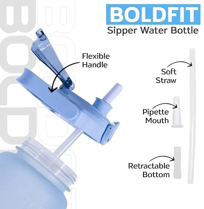 Boldfit 2 Litre (67.6 oz) Gallon Water Bottle with Straw & Time Markers | Motivational Gym Sipper for Fitness Enthusiasts - view 3