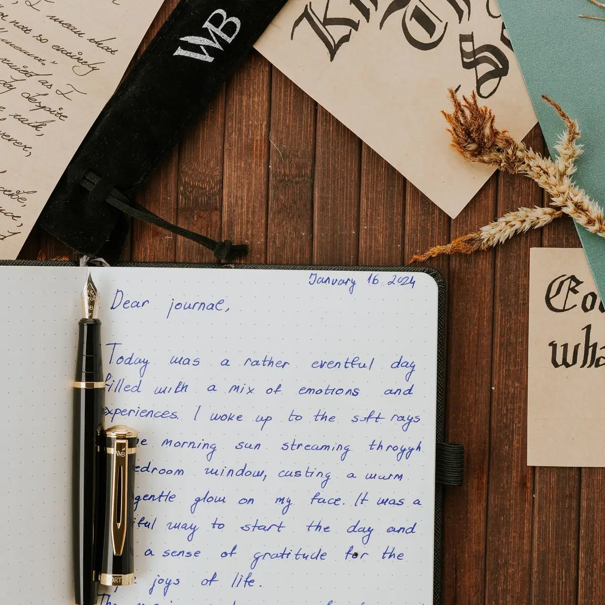 Wordsworth & Black Luxury Fountain Pen Set Medium Nib Black Gold Finish Pouch | Smooth Ink Flow - view 8