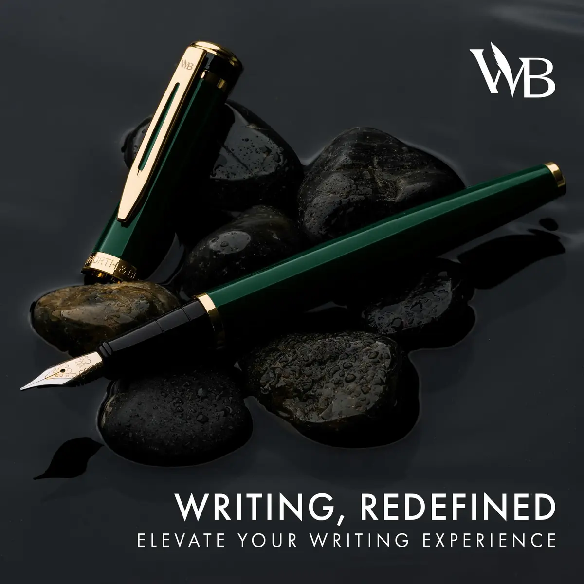 Wordsworth & Black Luxury Fountain Pen Set with Medium Nib, Racing Green | Smooth Ink Flow for Writing - view 2