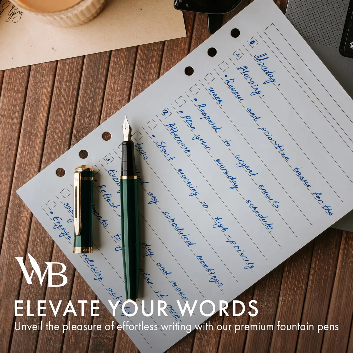 Wordsworth & Black Luxury Fountain Pen Set with Medium Nib, Racing Green | Smooth Ink Flow for Writing - view 3