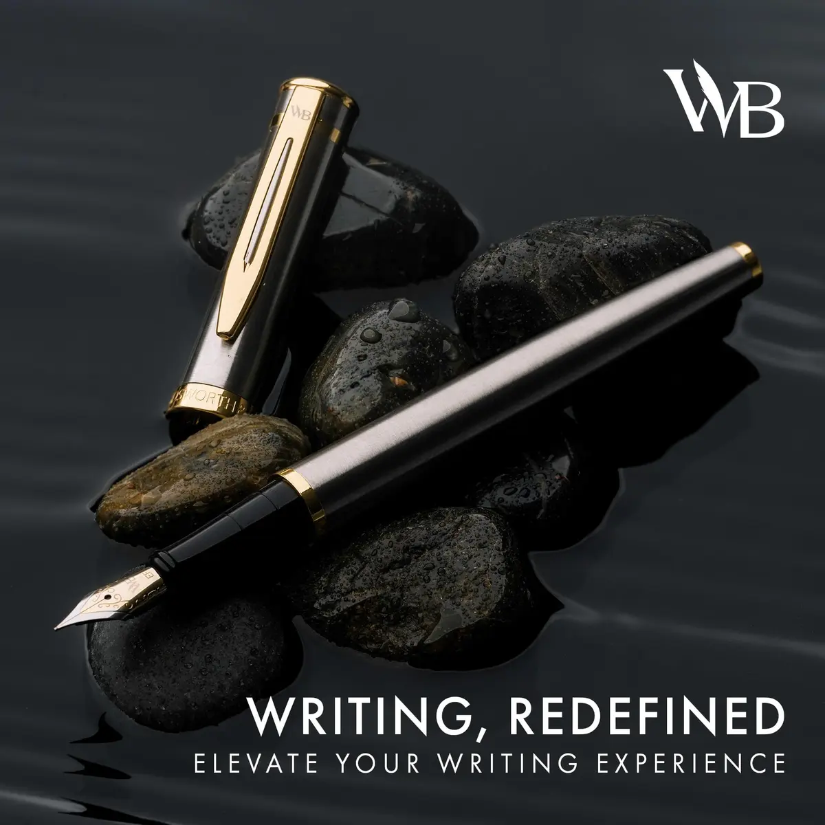 Wordsworth & Black Luxury Fountain Pen Set with Medium Nib, Silver & Gold Finish | Smooth Ink Flow Writing Instrument - view 2