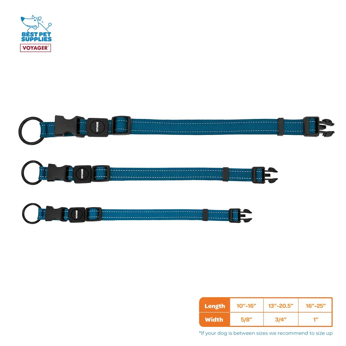 Best Pet Supplies Voyager Reflective Dog Collar with Neoprene Handle | Heavy Duty, Adjustable, Night Visibility, Blue, S - view 4