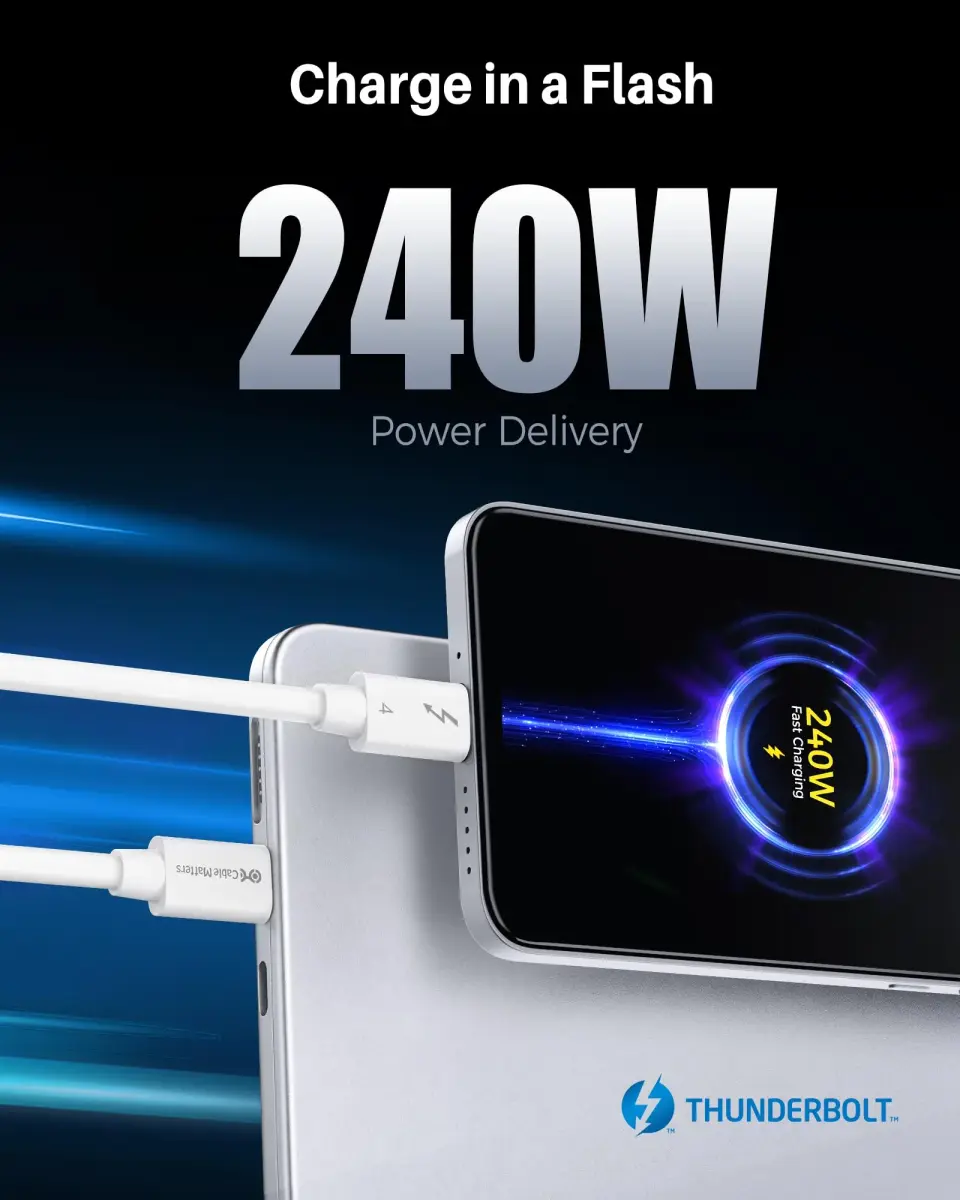 Cable Matters 40Gbps Thunderbolt 4 Cable 0.8m (2.6ft) | 8K Video & 240W Charging - view 4
