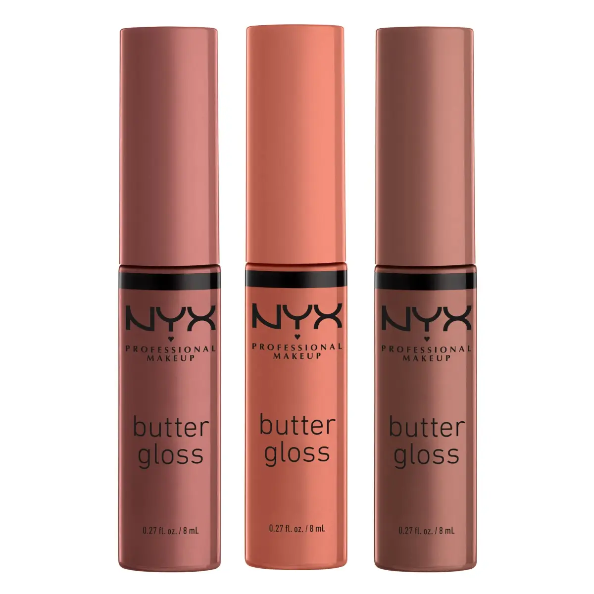 NYX PROFESSIONAL MAKEUP Butter Gloss Lip Gloss Trio - Sugar High, Spiked Toffee, Butterscotch | 0.81 Fl Oz (24ml) Total - main product image