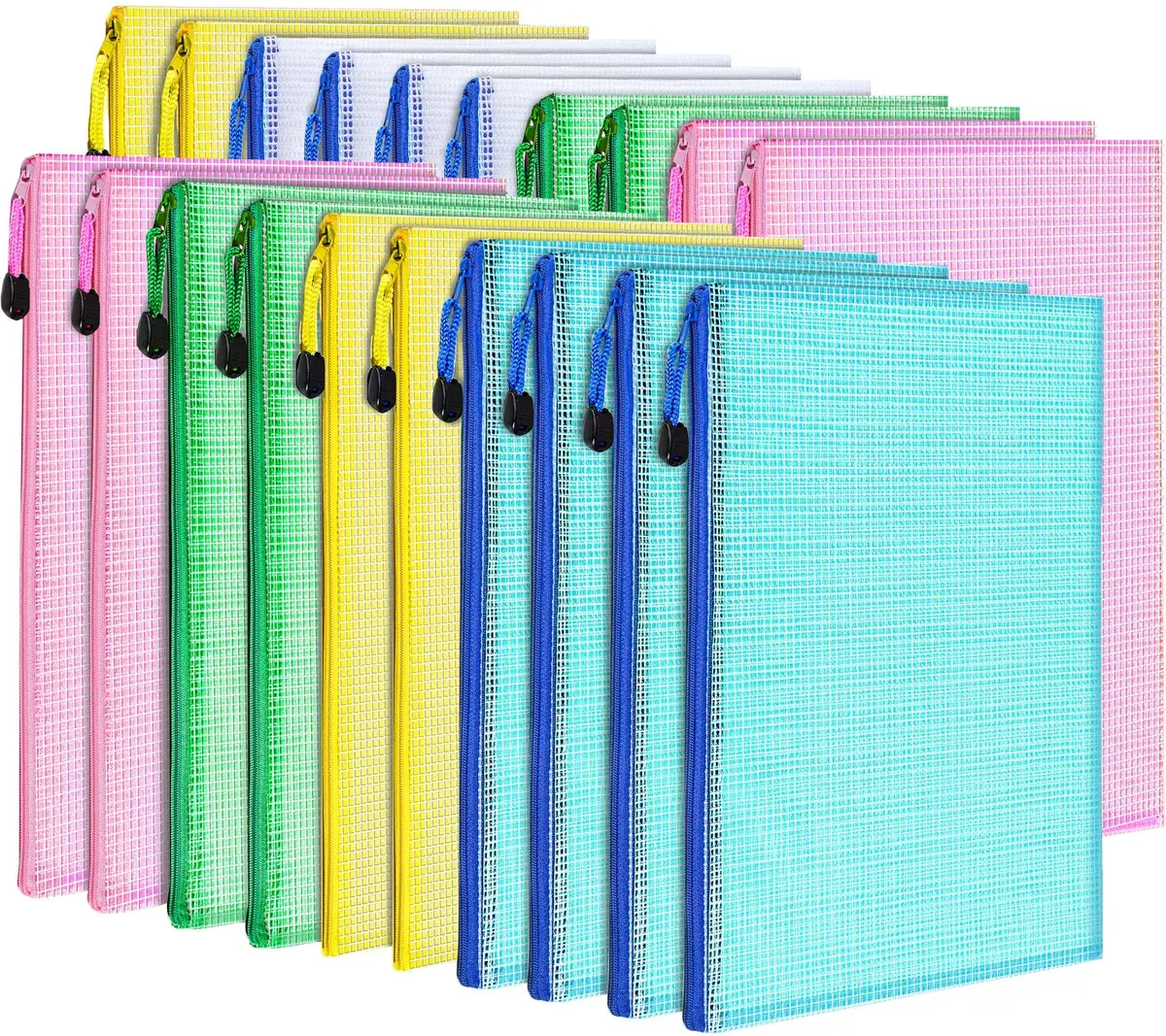 LEOBRO 20PCS Zipper Pouch, A4 Mesh Waterproof Bags, Classroom & Travel Organizer, File Jackets & Pockets - main product image