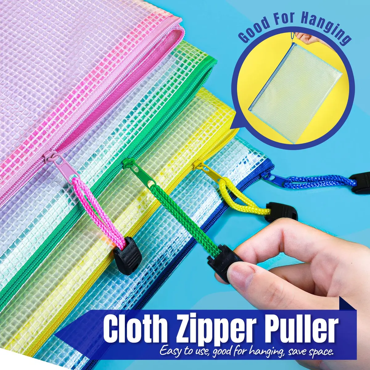 LEOBRO 20PCS Zipper Pouch, A4 Mesh Waterproof Bags, Classroom & Travel Organizer, File Jackets & Pockets - view 5