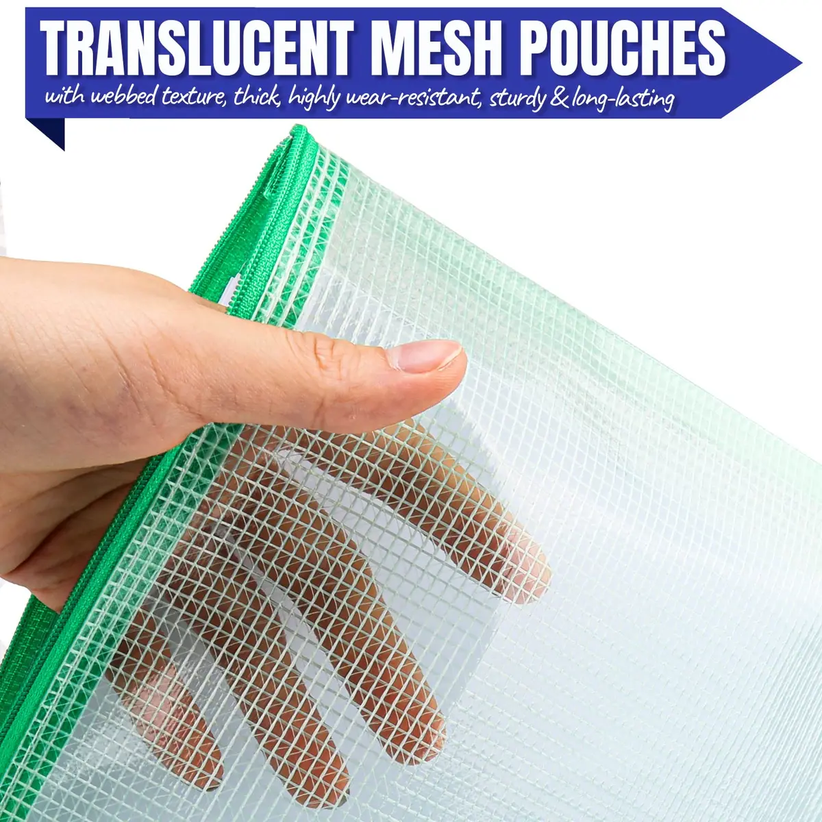 LEOBRO 20PCS Zipper Pouch, A4 Mesh Waterproof Bags, Classroom & Travel Organizer, File Jackets & Pockets - view 6
