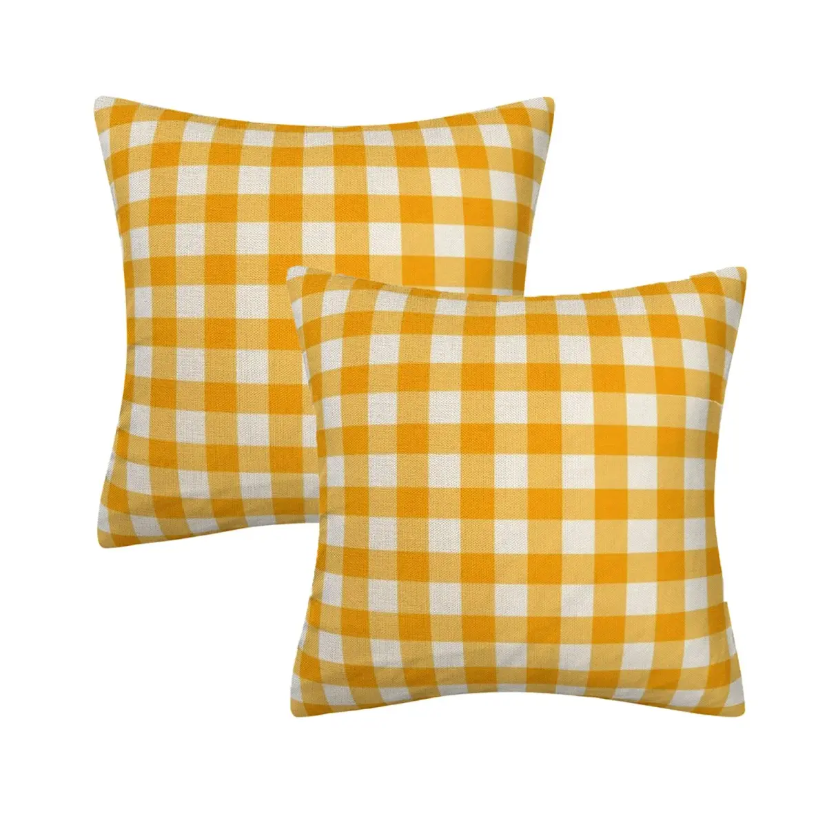 AHAHM Yellow and White Buffalo Check Plaid Throw Pillow Cover 45x45cm (18x18 Inch) Set of 2 | Farmhouse Decorative Cushion Case - main product image