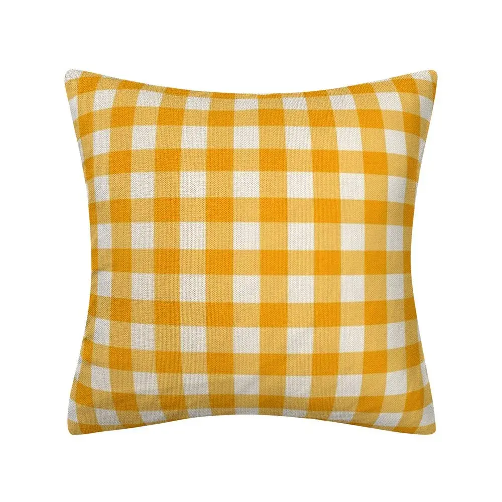 AHAHM Yellow and White Buffalo Check Plaid Throw Pillow Cover 45x45cm (18x18 Inch) Set of 2 | Farmhouse Decorative Cushion Case - view 2