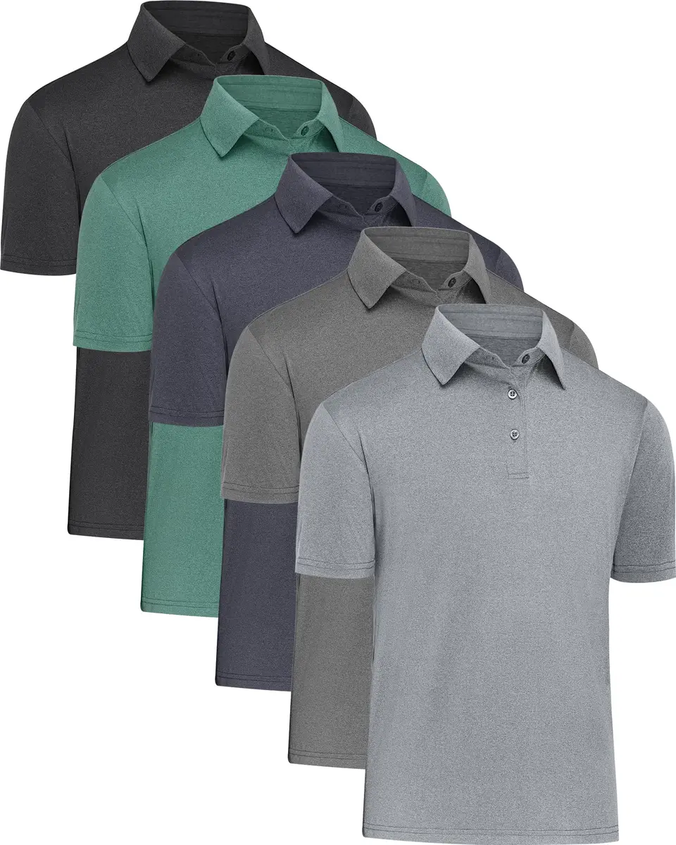 MLYENX Polo Shirts 5 Pack Short Sleeve Moisture Wicking Casual Golf | Quick Dry, Breathable, Regular Fit - main product image