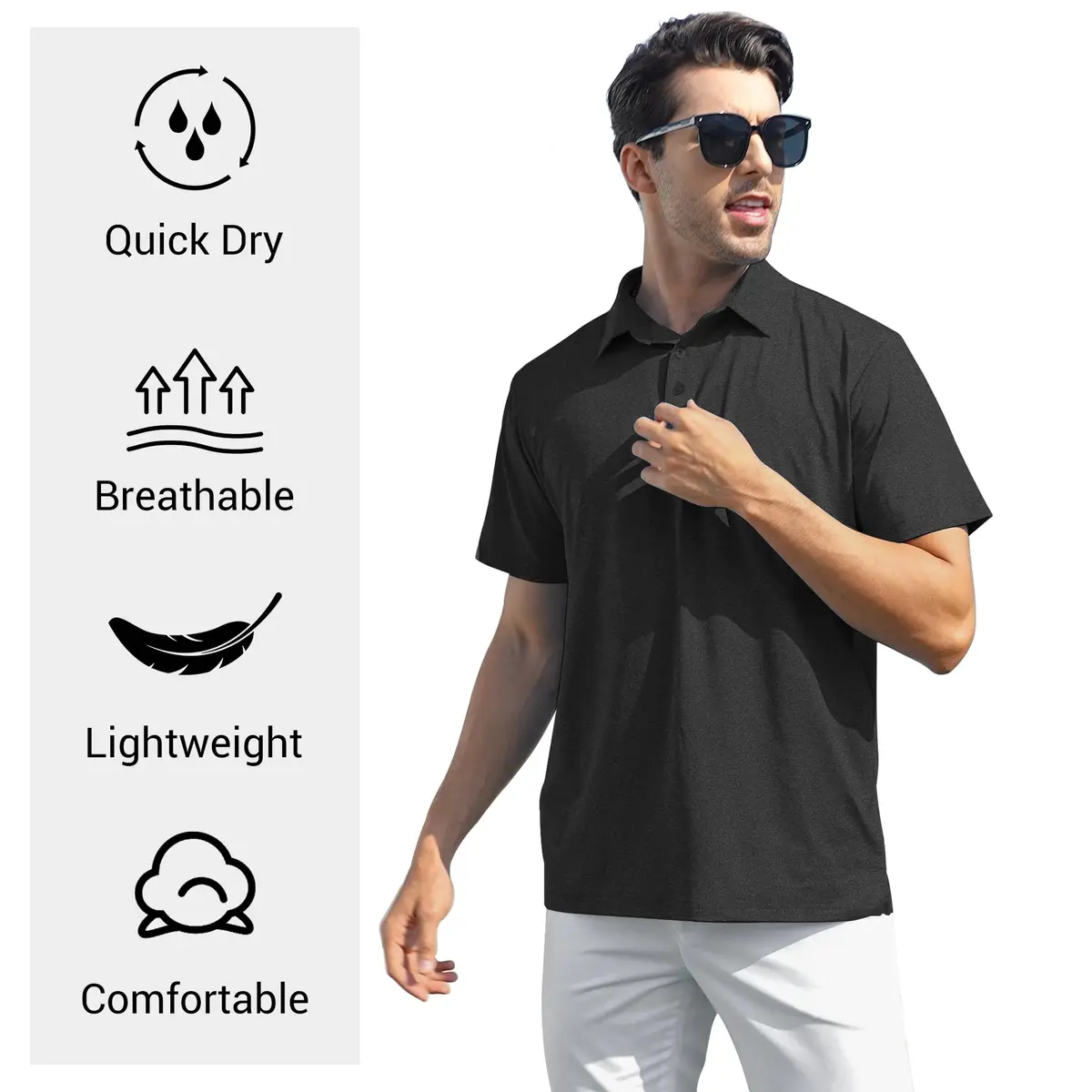 MLYENX Polo Shirts 5 Pack Short Sleeve Moisture Wicking Casual Golf | Quick Dry, Breathable, Regular Fit - view 4