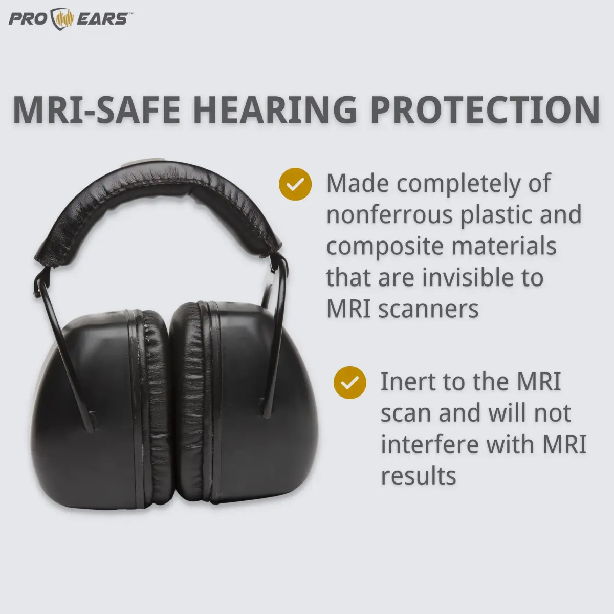 Pro Ears Ultra 30 MRI Kit - MRI-Safe Hearing Protection Earmuffs & Earplugs, NRR 30 dB, 623 g (1.37 lb) | ANSI S3.19-1974 Certified - view 6