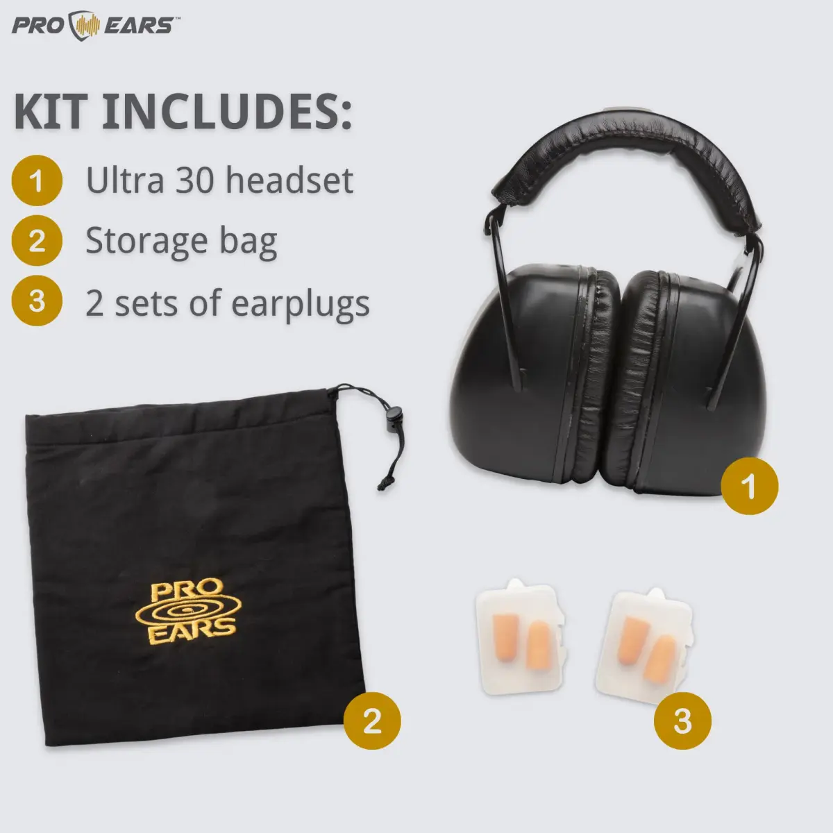 Pro Ears Ultra 30 MRI Kit - MRI-Safe Hearing Protection Earmuffs & Earplugs, NRR 30 dB, 623 g (1.37 lb) | ANSI S3.19-1974 Certified - view 2