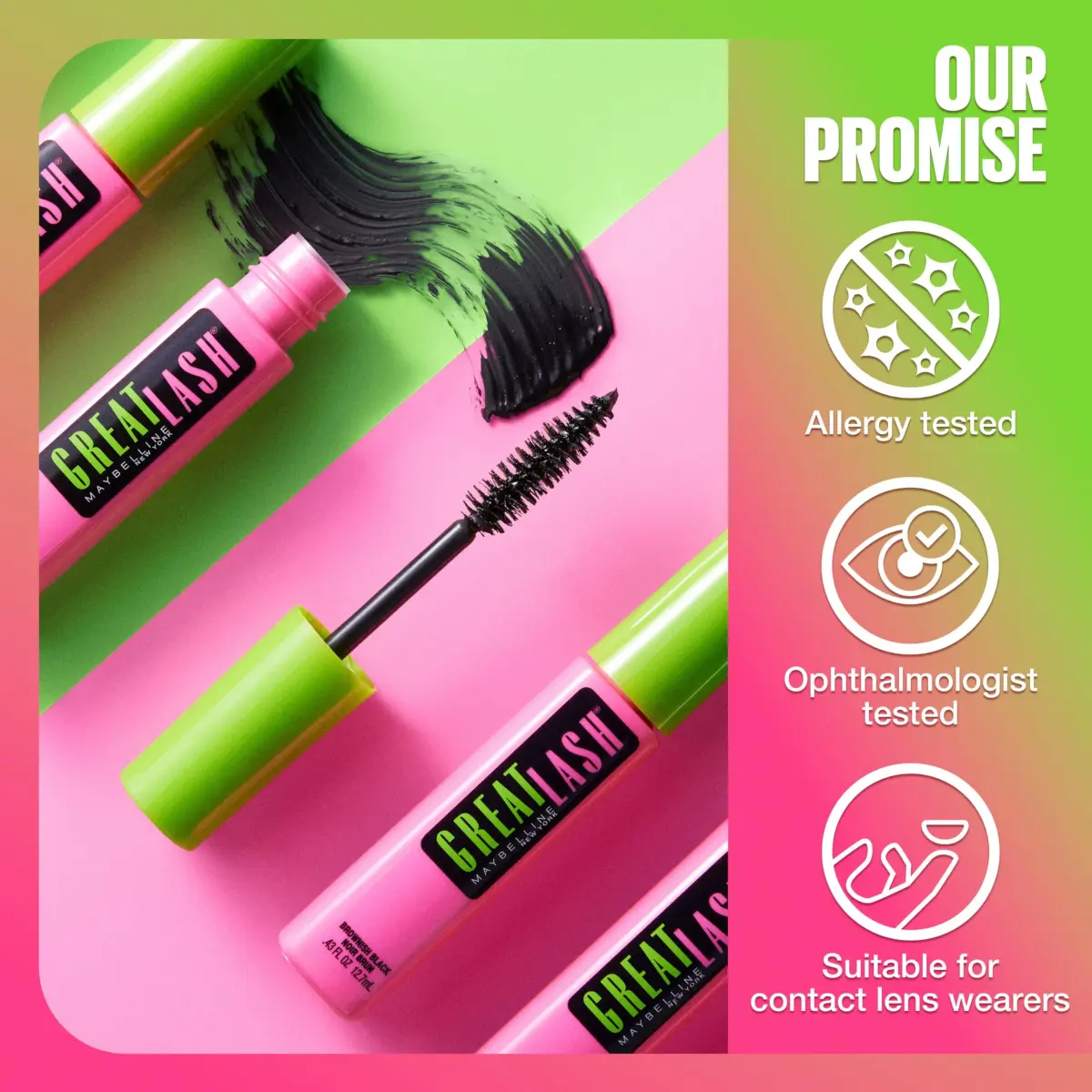 Maybelline Great Lash BIG Washable Mascara, Brownish Black, 0.68 Fl Oz (Pack of 2) | Ophthalmologist Tested for Sensitive Eyes - view 7