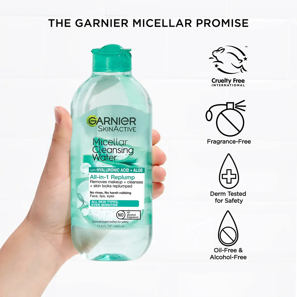 Garnier Micellar Water with Hyaluronic Acid 13.5 Fl Oz | Hydrating & Makeup Remover for All Skin Types - view 6