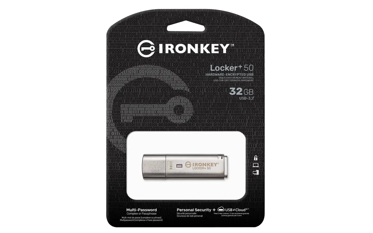 Kingston Ironkey Locker+ 50 32GB Encrypted USB Flash Drive | USB 3.2 Gen 1 | XTS-AES Protection | Multi-Password Security | Cloud Backup | Metal Casing - view 5