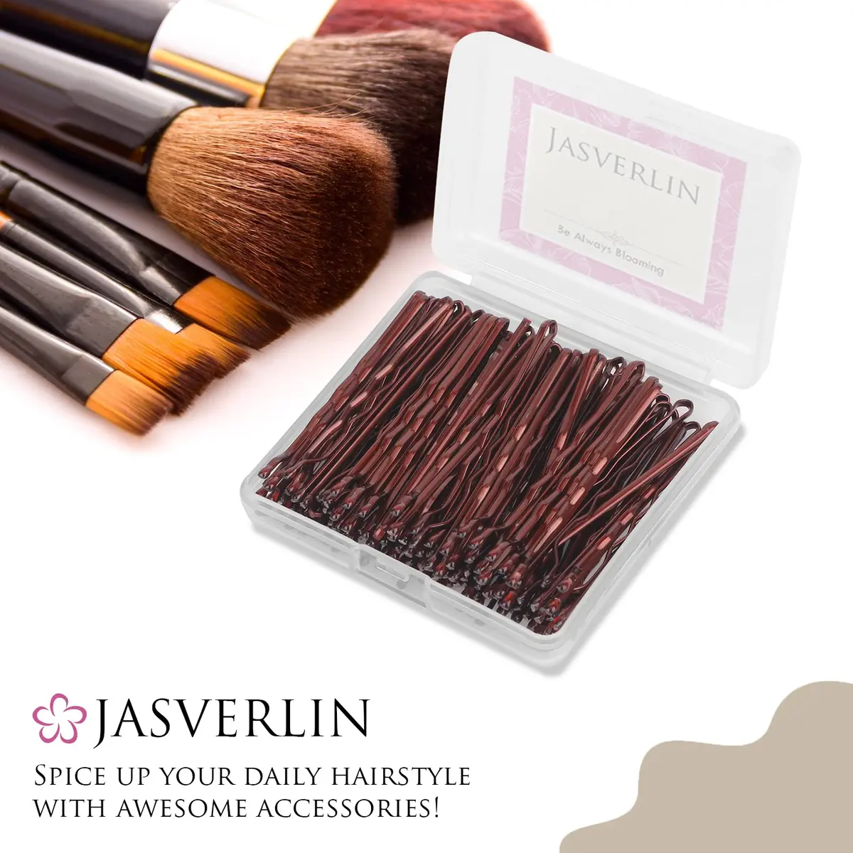 JASVERLIN Large Brown Bobby Pins 6 cm (2.4 inches) 100 Pcs | Firm Hold Hair Pins for All Hair Types - view 6