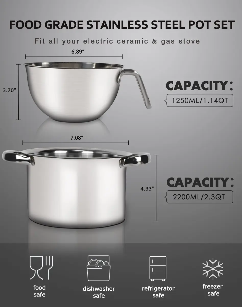 Marsheepy 1.1QT Double Boiler Melting Pot with 2QT 304 Stainless Steel Pot | Kitchen & Dining - view 2