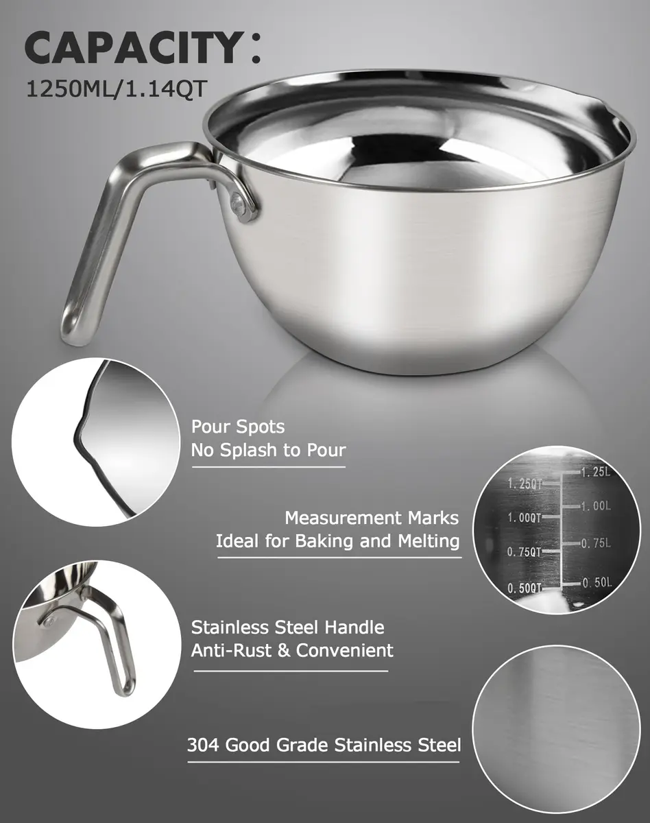 Marsheepy 1.1QT Double Boiler Melting Pot with 2QT 304 Stainless Steel Pot | Kitchen & Dining - view 3