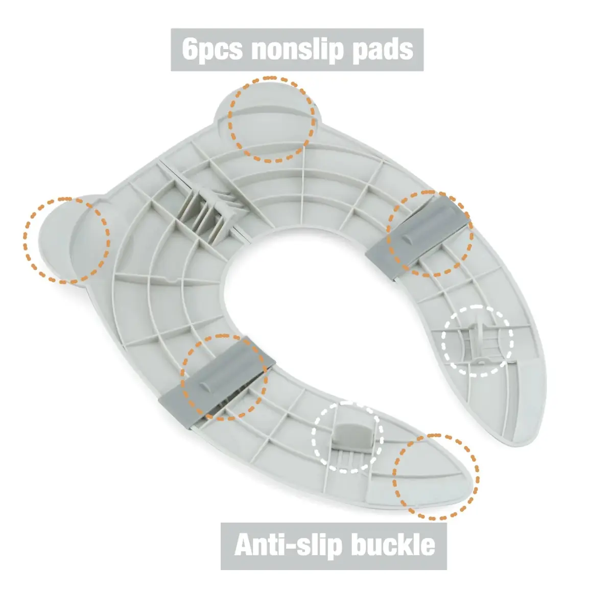 PandaEar Folding Froggy Travel Toilet Seat | Silicone Toddler Potty Seat with Non-Slip Pads (Grey Bear) - view 4