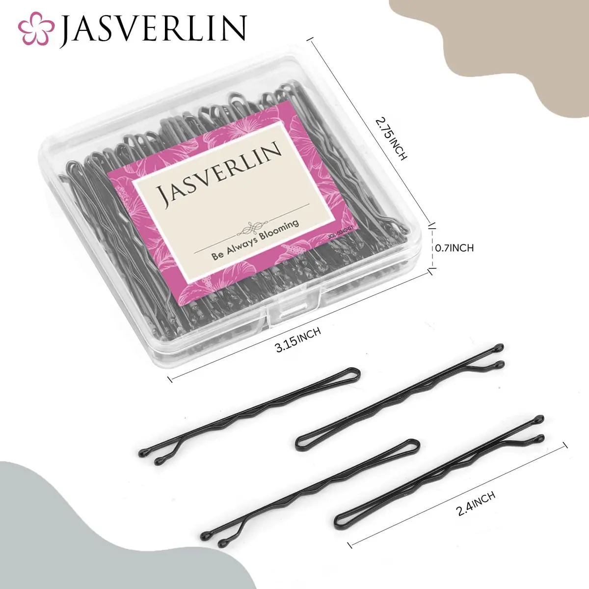 JASVERLIN Large Black Bobby Pins 6cm (2.4 inches) | Secure Hold for All Hair Types - view 2