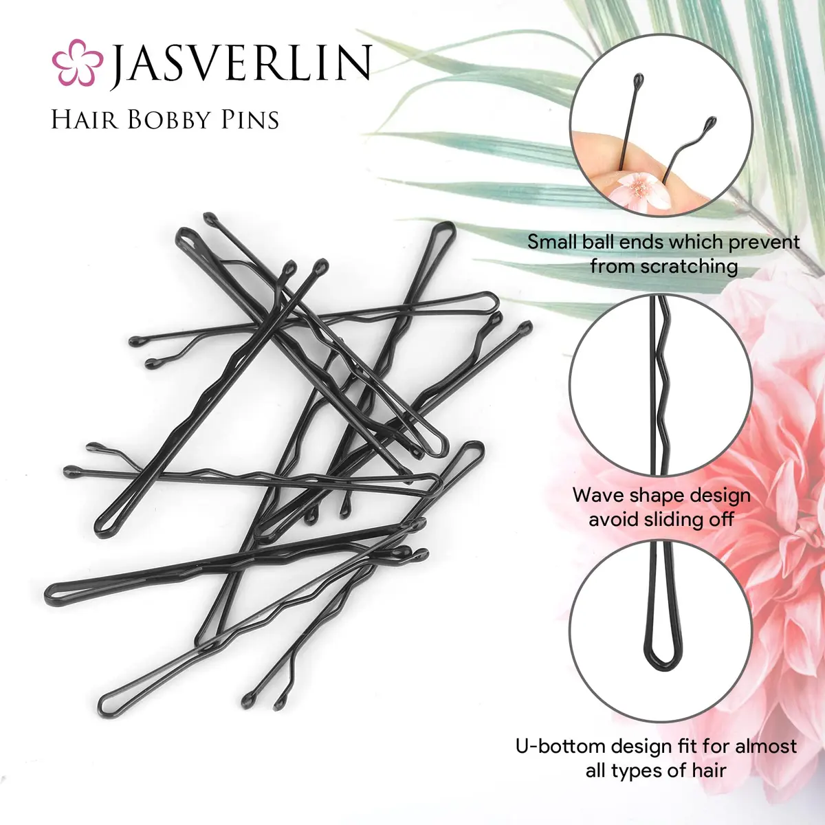 JASVERLIN Large Black Bobby Pins 6cm (2.4 inches) | Secure Hold for All Hair Types - view 4